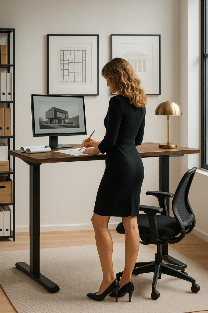 Mujer trabajando mesa alta alturaIdeal